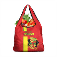 Congo Brazzaville Football Grocery Bag Go Ba Diabulu ya Mbwaki Red Color - Wonder Print Shop
