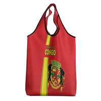 Congo Brazzaville Football Grocery Bag Go Ba Diabulu ya Mbwaki Red Color - Wonder Print Shop
