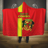 Congo Brazzaville Football Hooded Blanket Go Ba Diabulu ya Mbwaki Red Color - Wonder Print Shop