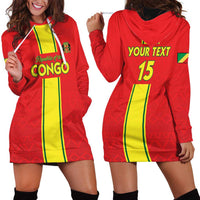 Custom Congo Brazzaville Football Hoodie Dress Go Ba Diabulu ya Mbwaki Red Color - Wonder Print Shop