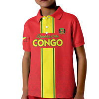 Custom Congo Brazzaville Football Kid Polo Shirt Go Ba Diabulu ya Mbwaki Red Color - Wonder Print Shop