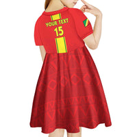 Custom Congo Brazzaville Football Kid Short Sleeve Dress Go Ba Diabulu ya Mbwaki Red Color - Wonder Print Shop