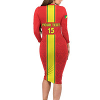 Custom Congo Brazzaville Football Long Sleeve Bodycon Dress Go Ba Diabulu ya Mbwaki Red Color - Wonder Print Shop
