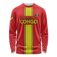 Custom Congo Brazzaville Football Long Sleeve Shirt Go Ba Diabulu ya Mbwaki Red Color - Wonder Print Shop