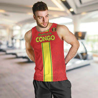 Custom Congo Brazzaville Football Men Tank Top Go Ba Diabulu ya Mbwaki Red Color - Wonder Print Shop