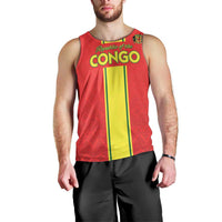 Custom Congo Brazzaville Football Men Tank Top Go Ba Diabulu ya Mbwaki Red Color - Wonder Print Shop