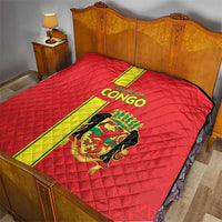 Congo Brazzaville Football Quilt Go Ba Diabulu ya Mbwaki Red Color - Wonder Print Shop