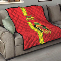 Congo Brazzaville Football Quilt Go Ba Diabulu ya Mbwaki Red Color - Wonder Print Shop