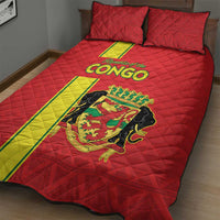 Congo Brazzaville Football Quilt Bed Set Go Ba Diabulu ya Mbwaki Red Color - Wonder Print Shop