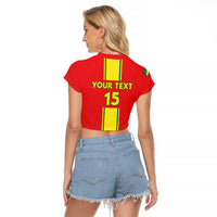 Custom Congo Brazzaville Football Raglan Cropped T Shirt Go Ba Diabulu ya Mbwaki Red Color - Wonder Print Shop