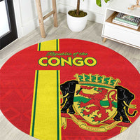 Congo Brazzaville Football Round Carpet Go Ba Diabulu ya Mbwaki Red Color - Wonder Print Shop