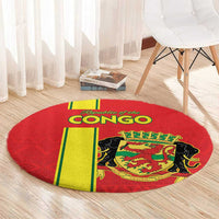 Congo Brazzaville Football Round Carpet Go Ba Diabulu ya Mbwaki Red Color - Wonder Print Shop