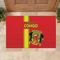 Congo Brazzaville Football Rubber Doormat Go Ba Diabulu ya Mbwaki Red Color - Wonder Print Shop