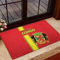 Congo Brazzaville Football Rubber Doormat Go Ba Diabulu ya Mbwaki Red Color - Wonder Print Shop