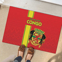 Congo Brazzaville Football Rubber Doormat Go Ba Diabulu ya Mbwaki Red Color - Wonder Print Shop