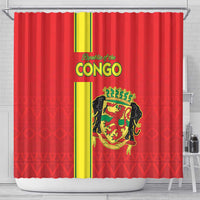 Congo Brazzaville Football Shower Curtain Go Ba Diabulu ya Mbwaki Red Color - Wonder Print Shop