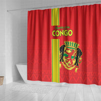 Congo Brazzaville Football Shower Curtain Go Ba Diabulu ya Mbwaki Red Color - Wonder Print Shop