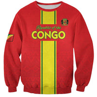 Custom Congo Brazzaville Football Sweatshirt Go Ba Diabulu ya Mbwaki Red Color - Wonder Print Shop