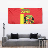 Congo Brazzaville Football Tapestry Go Ba Diabulu ya Mbwaki Red Color - Wonder Print Shop