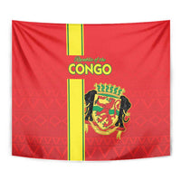 Congo Brazzaville Football Tapestry Go Ba Diabulu ya Mbwaki Red Color - Wonder Print Shop