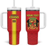 Custom Congo Brazzaville Football Tumbler With Handle Go Ba Diabulu ya Mbwaki Red Color - Wonder Print Shop