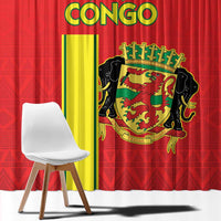Congo Brazzaville Football Window Curtain Go Ba Diabulu ya Mbwaki Red Color - Wonder Print Shop