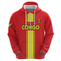 Custom Congo Brazzaville Football Zip Hoodie Go Ba Diabulu ya Mbwaki Red Color - Wonder Print Shop