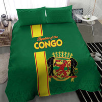 Congo Brazzaville Football Bedding Set Go Ba Diabulu ya Mbwaki Green Color - Wonder Print Shop