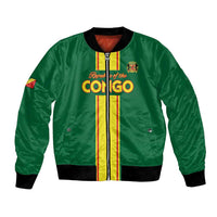 Custom Congo Brazzaville Football Bomber Jacket Go Ba Diabulu ya Mbwaki Green Color - Wonder Print Shop