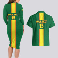 Custom Congo Brazzaville Football Couples Matching Long Sleeve Bodycon Dress and Hawaiian Shirt Go Ba Diabulu ya Mbwaki Green Color - Wonder Print Shop