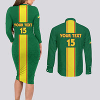 Custom Congo Brazzaville Football Couples Matching Long Sleeve Bodycon Dress and Long Sleeve Button Shirt Go Ba Diabulu ya Mbwaki Green Color - Wonder Print Shop
