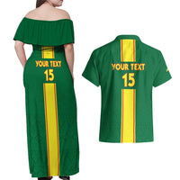 Custom Congo Brazzaville Football Couples Matching Off Shoulder Maxi Dress and Hawaiian Shirt Go Ba Diabulu ya Mbwaki Green Color - Wonder Print Shop