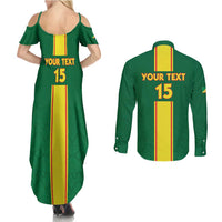 Custom Congo Brazzaville Football Couples Matching Summer Maxi Dress and Long Sleeve Button Shirt Go Ba Diabulu ya Mbwaki Green Color - Wonder Print Shop