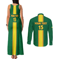 Custom Congo Brazzaville Football Couples Matching Tank Maxi Dress and Long Sleeve Button Shirt Go Ba Diabulu ya Mbwaki Green Color - Wonder Print Shop