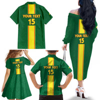 Custom Congo Brazzaville Football Family Matching Off The Shoulder Long Sleeve Dress and Hawaiian Shirt Go Ba Diabulu ya Mbwaki Green Color - Wonder Print Shop