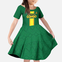 Custom Congo Brazzaville Football Family Matching Off Shoulder Maxi Dress and Hawaiian Shirt Go Ba Diabulu ya Mbwaki Green Color - Wonder Print Shop