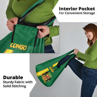 Congo Brazzaville Football Grocery Bag Go Ba Diabulu ya Mbwaki Green Color - Wonder Print Shop