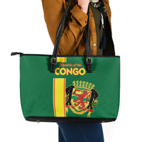 Congo Brazzaville Football Leather Tote Bag Go Ba Diabulu ya Mbwaki Green Color - Wonder Print Shop
