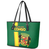 Congo Brazzaville Football Leather Tote Bag Go Ba Diabulu ya Mbwaki Green Color - Wonder Print Shop