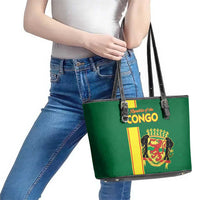 Congo Brazzaville Football Leather Tote Bag Go Ba Diabulu ya Mbwaki Green Color - Wonder Print Shop