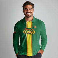 Custom Congo Brazzaville Football Long Sleeve Polo Shirt Go Ba Diabulu ya Mbwaki Green Color - Wonder Print Shop