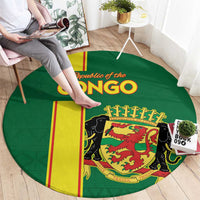 Congo Brazzaville Football Round Carpet Go Ba Diabulu ya Mbwaki Green Color - Wonder Print Shop