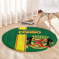 Congo Brazzaville Football Round Carpet Go Ba Diabulu ya Mbwaki Green Color - Wonder Print Shop