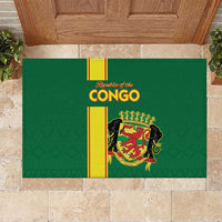 Congo Brazzaville Football Rubber Doormat Go Ba Diabulu ya Mbwaki Green Color - Wonder Print Shop