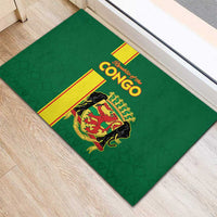 Congo Brazzaville Football Rubber Doormat Go Ba Diabulu ya Mbwaki Green Color - Wonder Print Shop