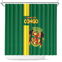 Congo Brazzaville Football Shower Curtain Go Ba Diabulu ya Mbwaki Green Color - Wonder Print Shop