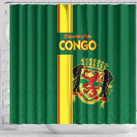 Congo Brazzaville Football Shower Curtain Go Ba Diabulu ya Mbwaki Green Color - Wonder Print Shop