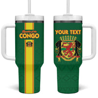 Custom Congo Brazzaville Football Tumbler With Handle Go Ba Diabulu ya Mbwaki Green Color - Wonder Print Shop