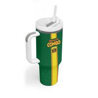 Custom Congo Brazzaville Football Tumbler With Handle Go Ba Diabulu ya Mbwaki Green Color - Wonder Print Shop