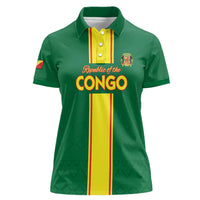 Custom Congo Brazzaville Football Women Polo Shirt Go Ba Diabulu ya Mbwaki Green Color - Wonder Print Shop